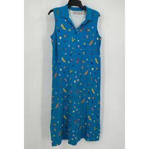 Bechamel Womens Dress Size L Vintage Novelty Print Coastal Grandmother Beachcore